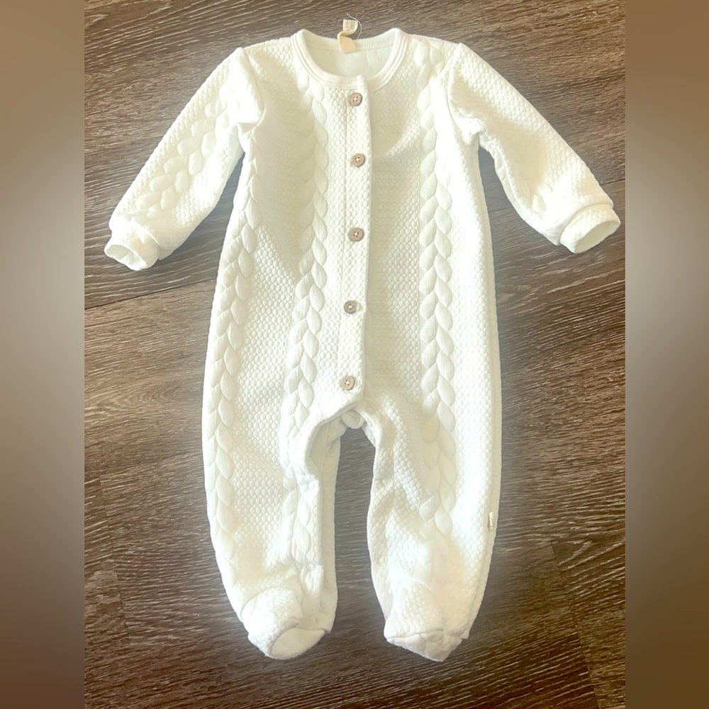 Snug Baby Cable Knit Footed Romper White 6–9M Unisex Cozy Knit One Piece‎